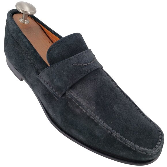 Santoni Other - Santoni Italy Navy Blue Suede Leather Dress Shoes Mens Size 10D Slip-on Loafers